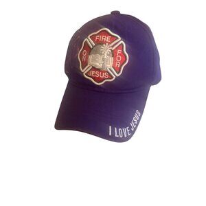 Purple Blue Ocean "I Love Jesus" Firefighter Cap For Adults